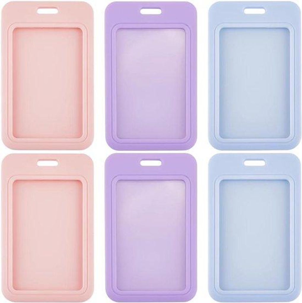 Glijdende Badgehouder mit Vertikaler ID-Kaarthalter - Wasserfestem Creditcards-Schutz - 6 Stück - Rosa-Blau Plastik