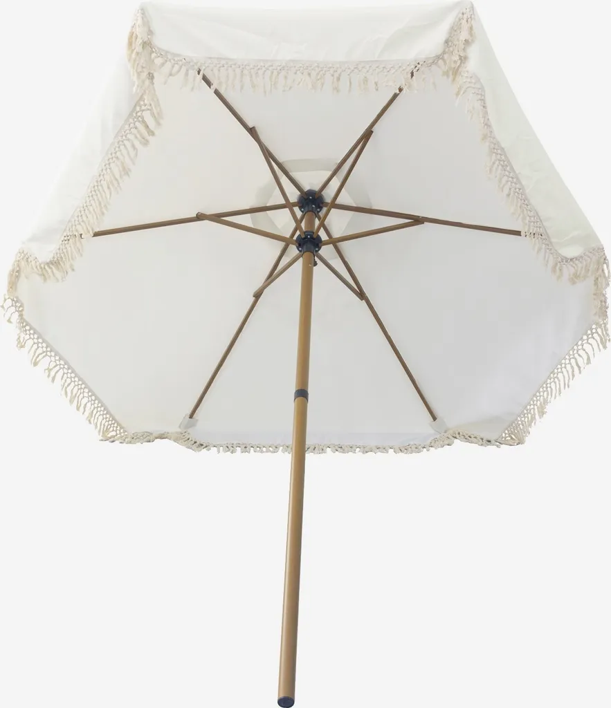 Ombrellone Boho-Chic Beige con Frange 2m | Arredo Esterno Acciaio - 2