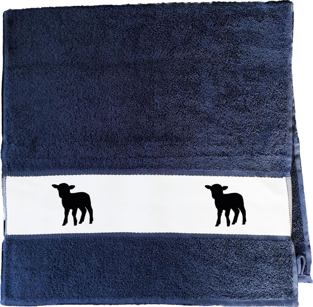 Huuraa Handtuch Lamm Silhouette 50x100cm French Navy Baumwolle Handtuch Geschenkidee