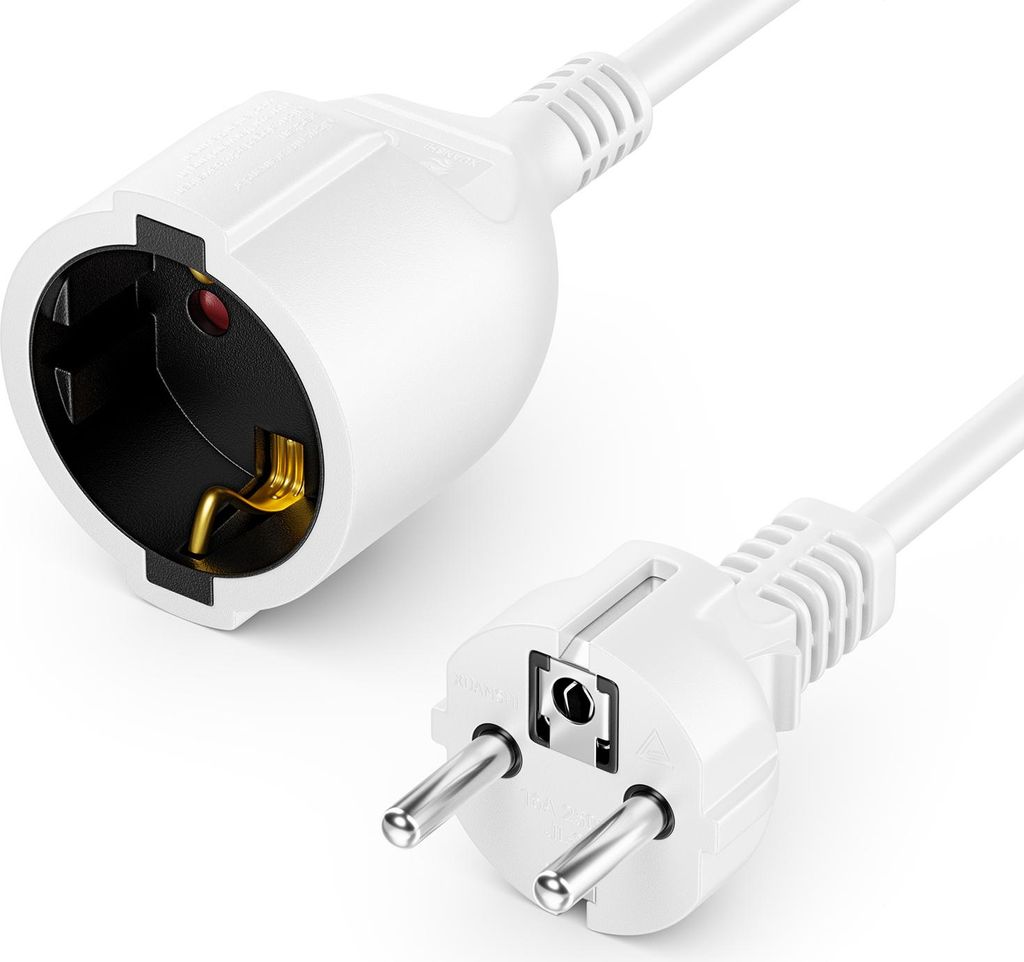 deleyCON 10m Verlängerungskabel Stromkabel Netzkabel Verlängerung Schutzkontakt Stecker Typ F (CEE 7/4) auf Buchse (CEE 7/3) Berührungsschutz TV...