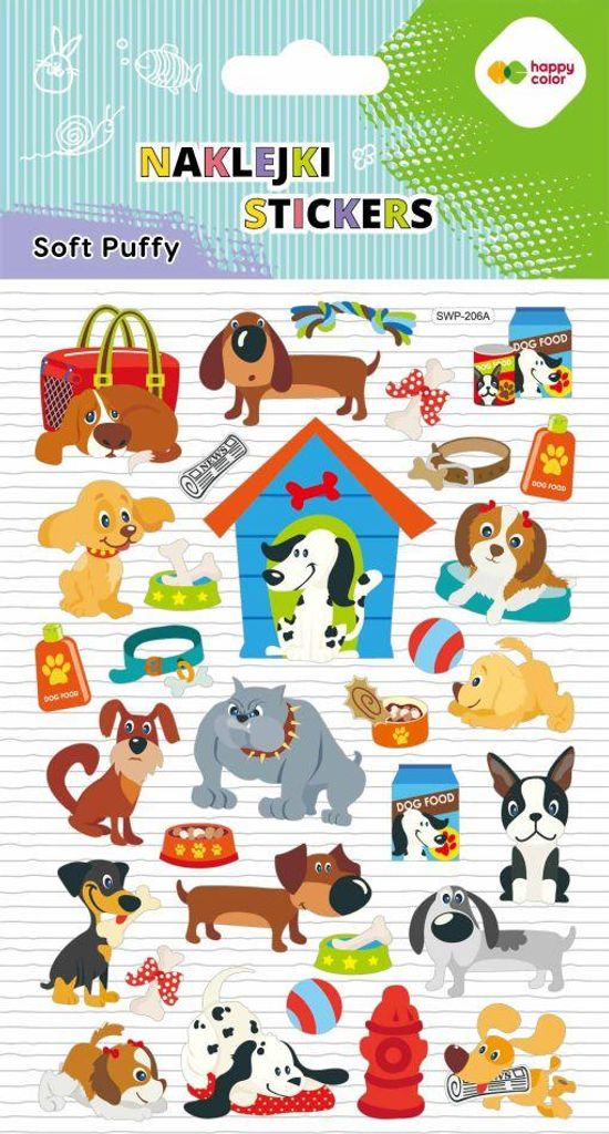 Soft Puffy 3D Dog World dekorative Aufkleber Happy Color