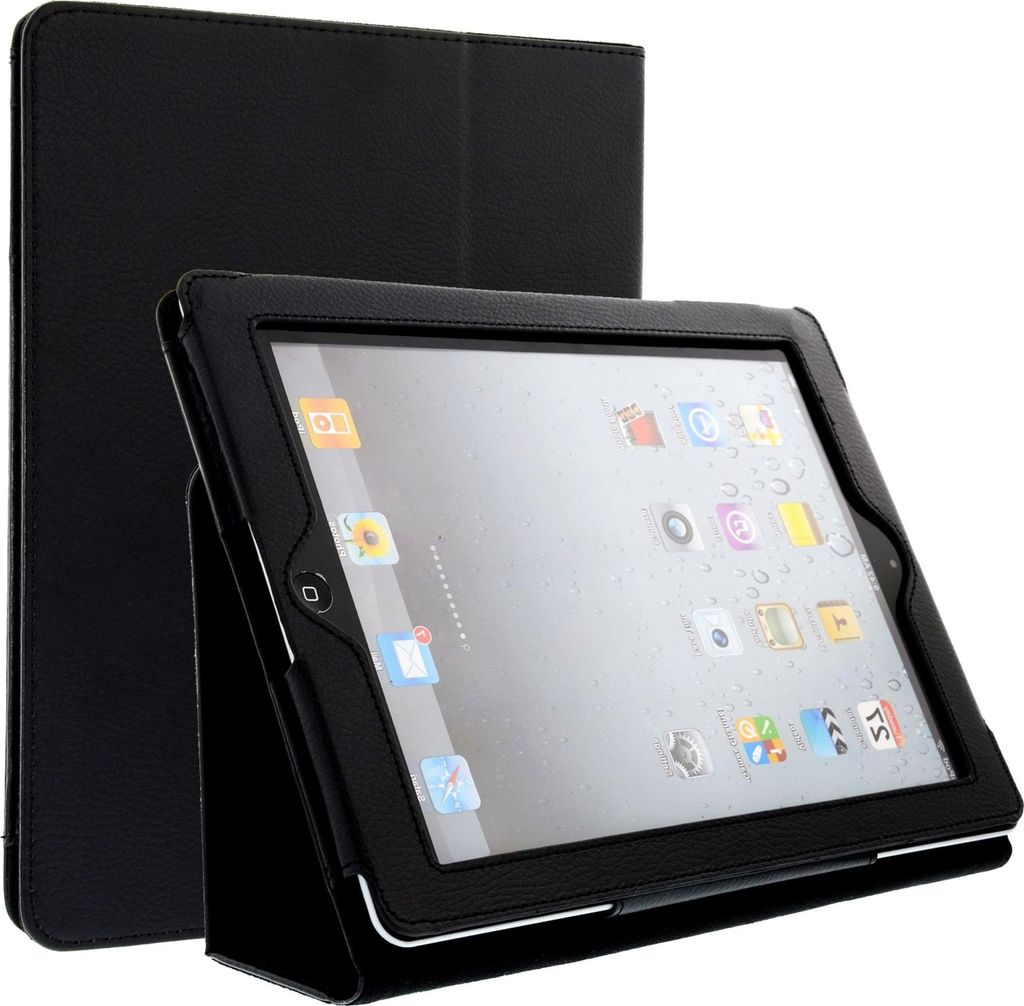 subtel Flip Cover Tablethülle für Apple iPad 2 / iPad 3 / iPad 4 (Wake / Sleep) Tablet Schutzhülle mit Ständer, Kunstleder schwarz Bookstyle Ca...