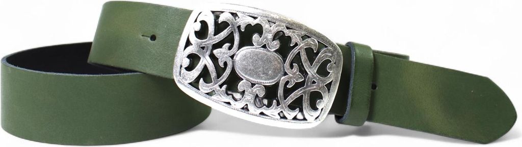 FRONHOFER Damen Ledergürtel 4 cm mit schöner Blumen Gürtelschnalle, echtes Leder