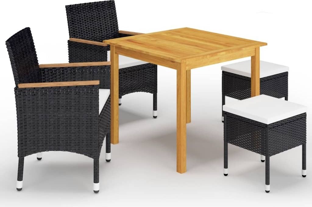 Maison Exclusive - 5-tlg. Garten-Essgruppe Schwarz