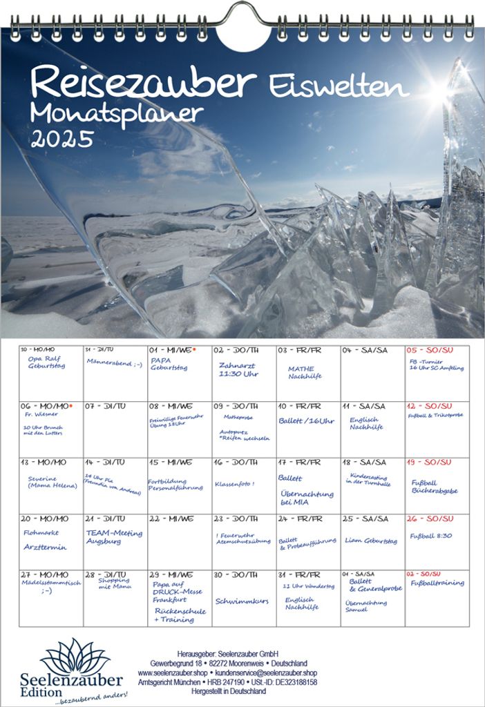 Reisezauber Eiswelten Planer DIN A4 Kalender für 2025 Ferne Länder und Urlaubsträume - Seelenzauber