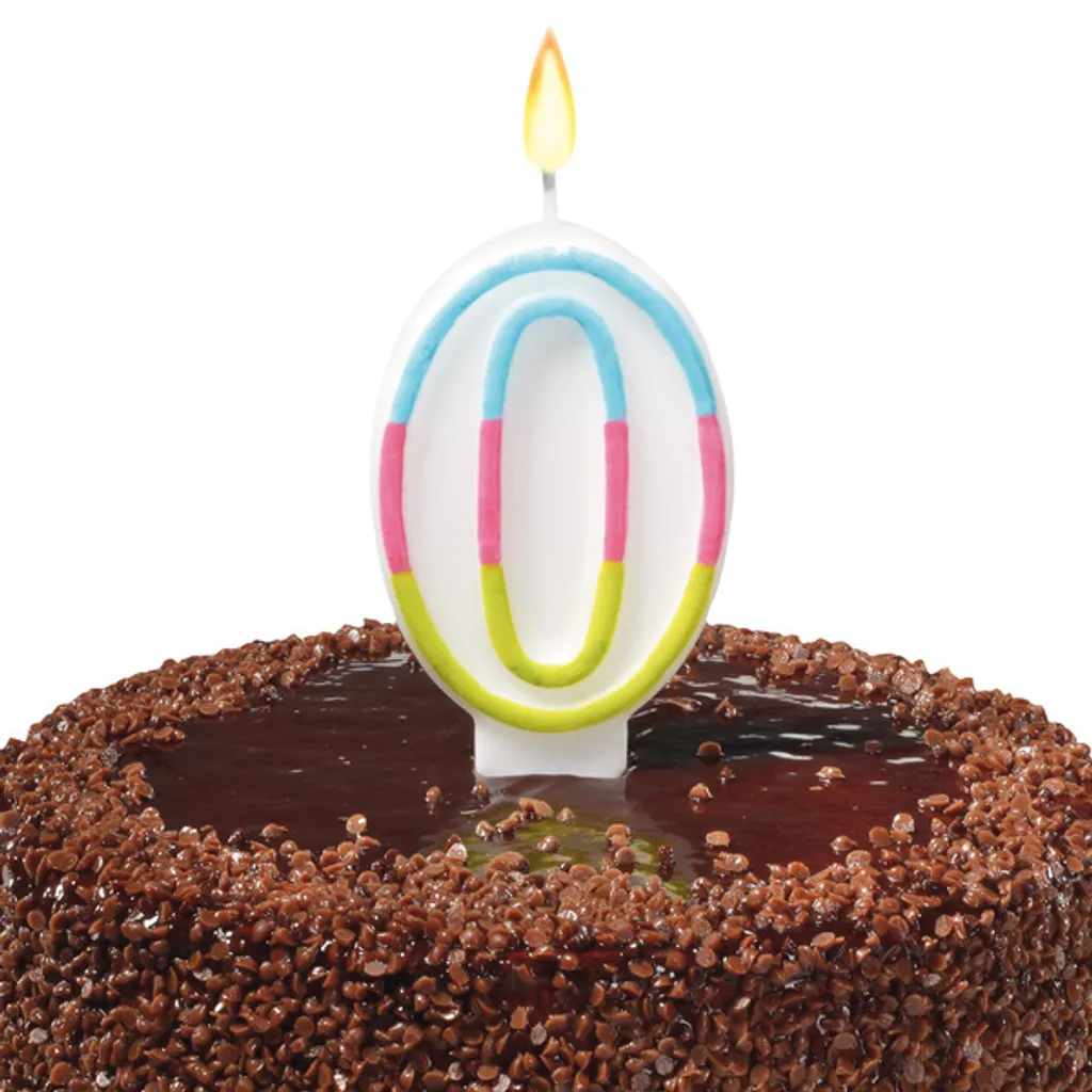 Bougie Chiffre 0 Colorée 7,5 cm - Finition Brillante pour Anniversaire