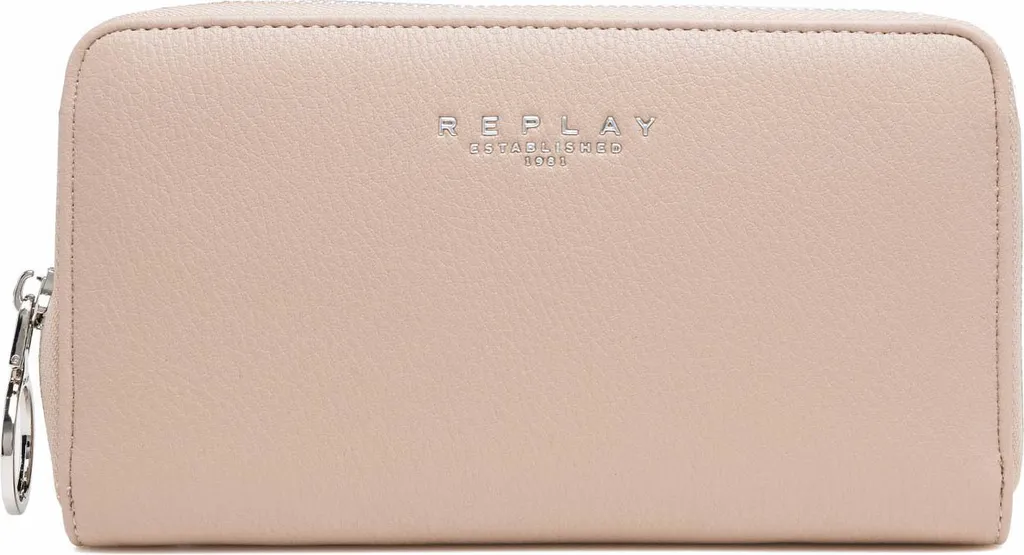 REPLAY Sand Beige Zip Wallet - Portafoglio Donna Contemporaneo