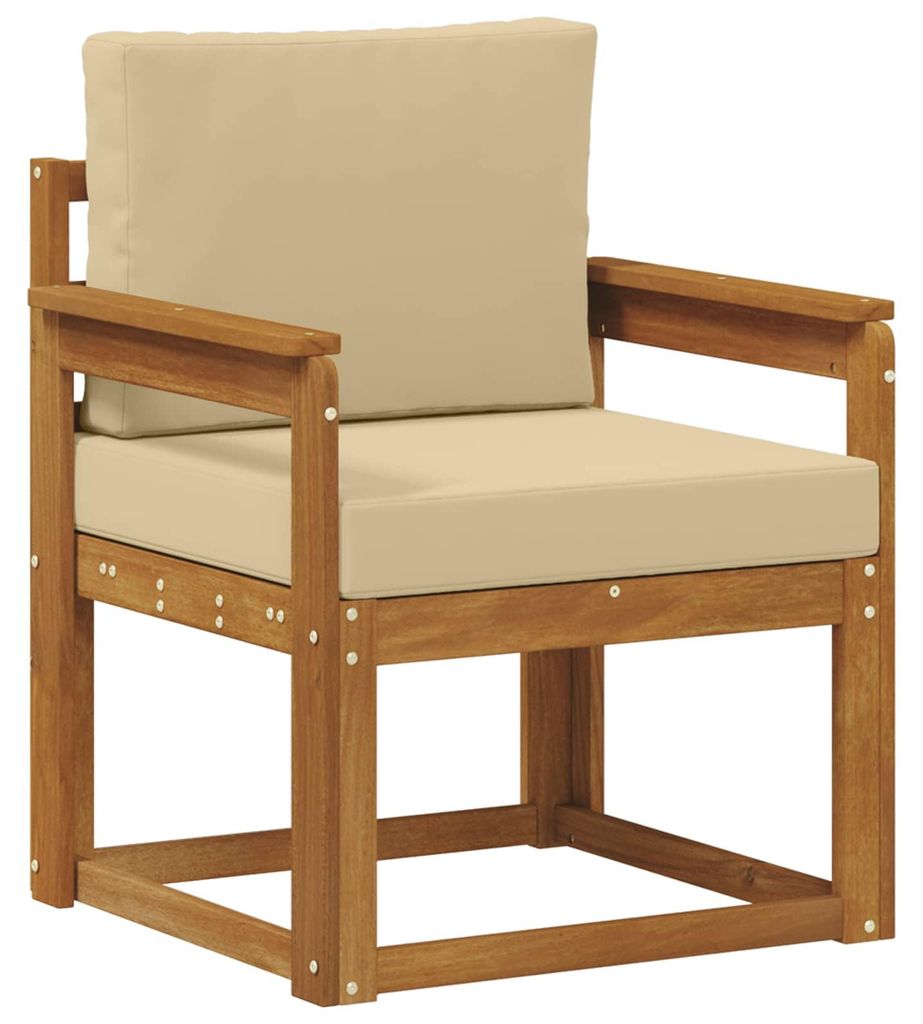 vidaXL Outdoor-Sofa Massives Akazienholz und Polyester Natur