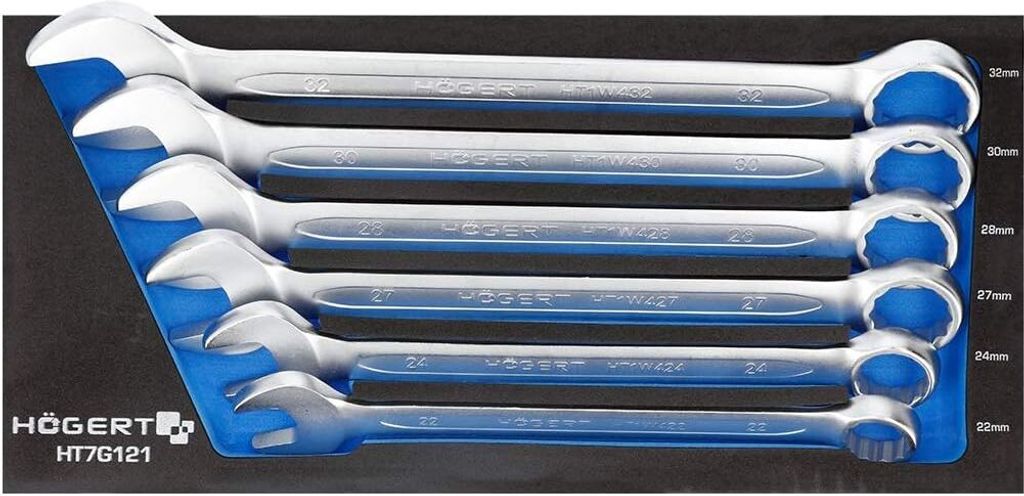 Högert Technik, 6er-Set Ring-Maulschlüssel, EVA-Einsatz, HT7G121