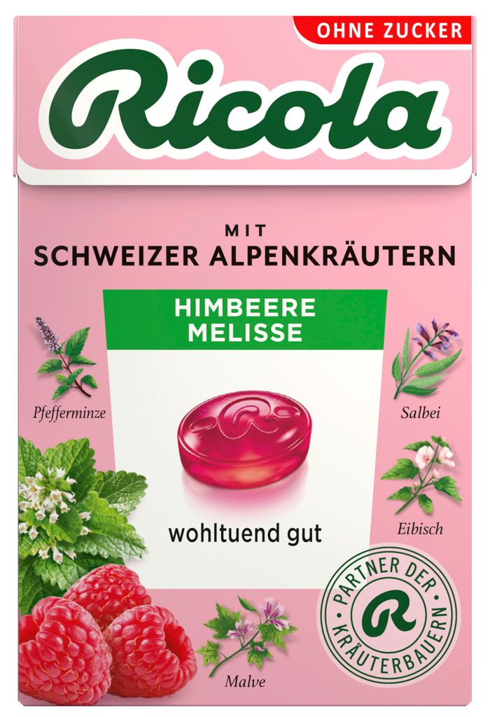 Ricola Balsamo di limone al lampone senza zucchero 50g Immagine del prodotto 