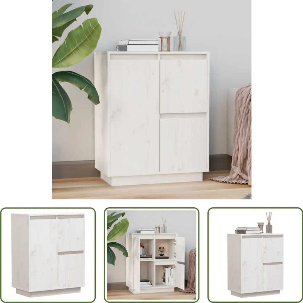 Credenza Bianca 60x34x75 cm in Legno di Pino Massiccio | Living Store