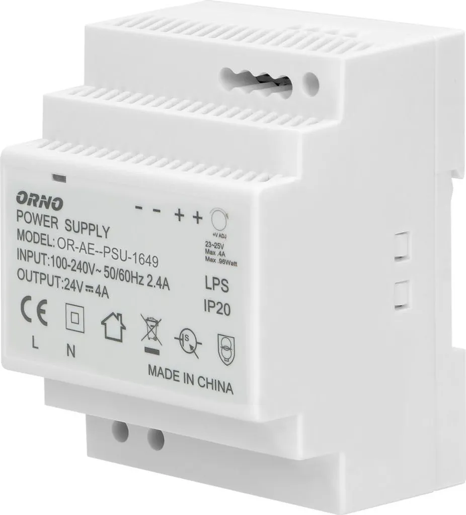 ORNO PSU-1649 Alimentation Rail DIN 24VDC 4A 100W pour Tableau Électrique