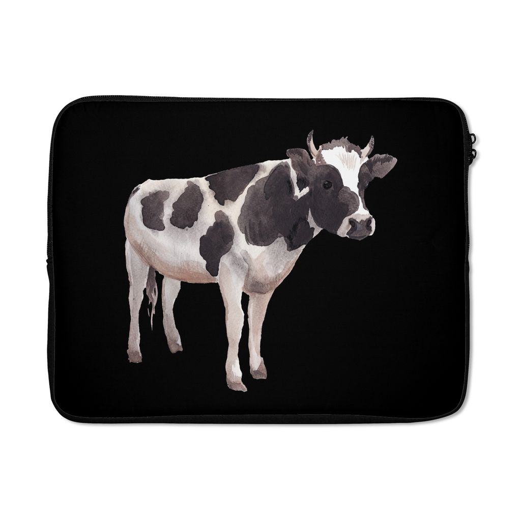 MuchoWow Laptop Hülle 15 Zoll Kuh - Hochformat - Schwarz Laptoptasche - Laptoptasche - Sleeve - Rundum-Schutz