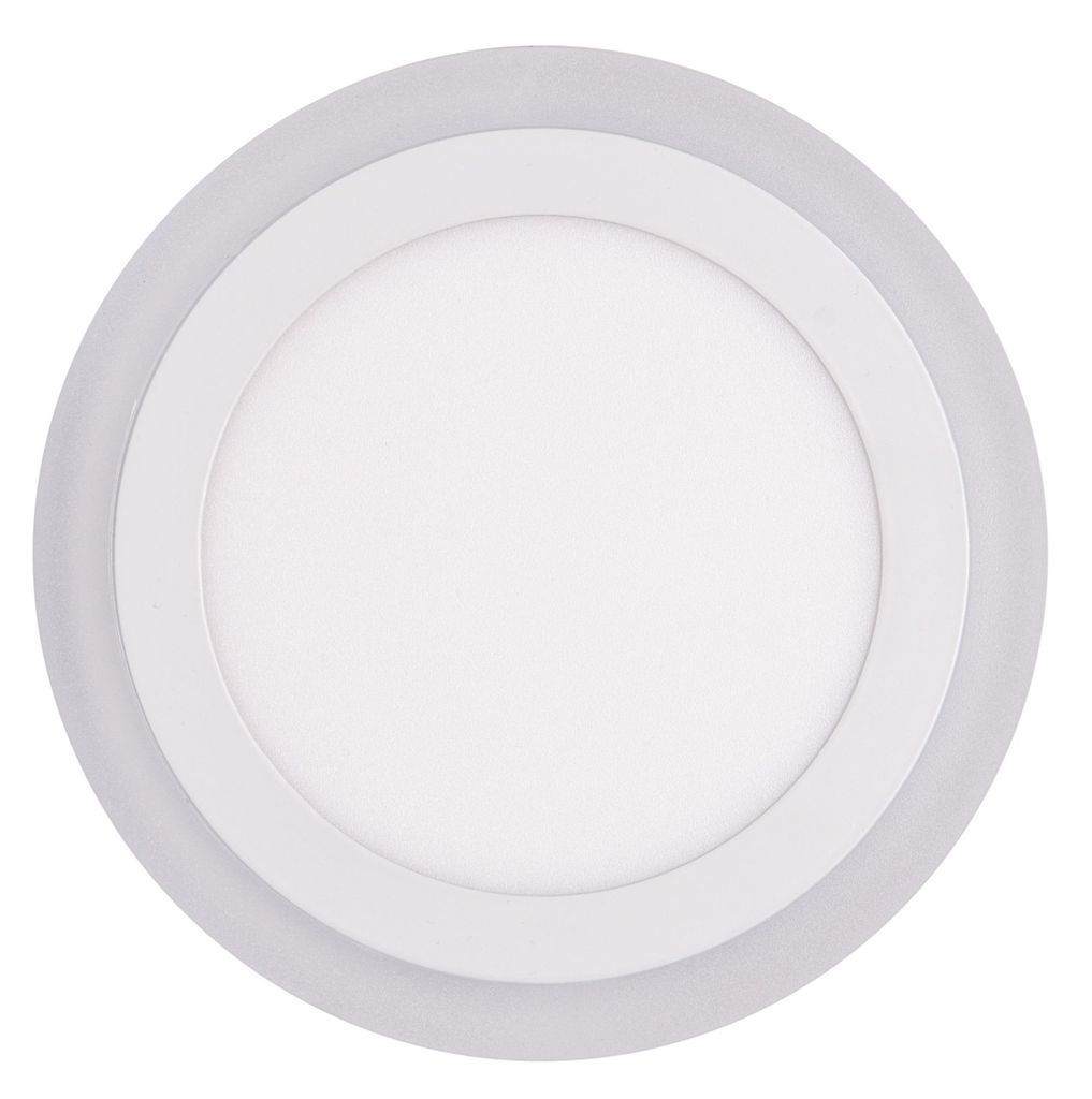 A round, white LED panel light with a thin gray outer ring, shown from a top-down perspective against a white background.