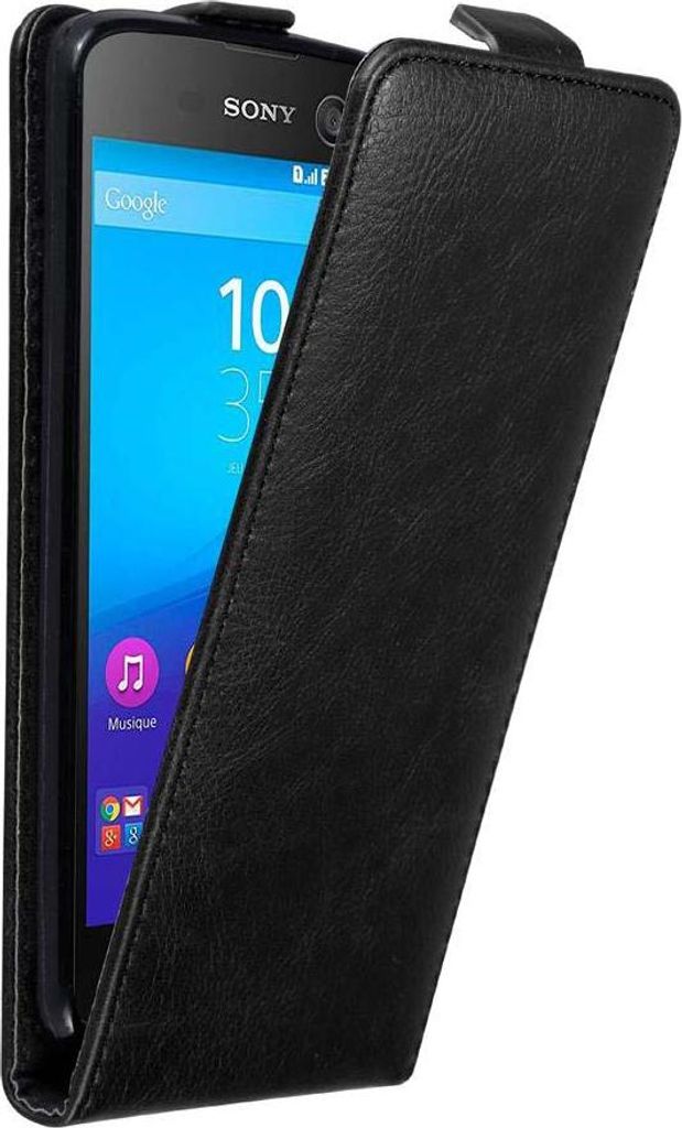 Cadorabo Hülle für Sony Xperia M5 Schutz Hülle in Schwarz Flip Etui Handyhülle Case Cover