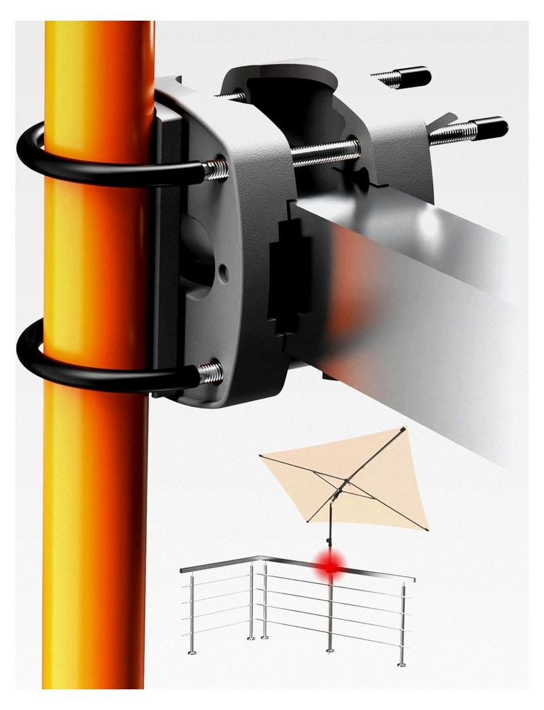 Sonnenschirmhalter für Balkongeländer, Anthrazit - Funktionale Halterung für Sonnenschirme, flexibel montierbar