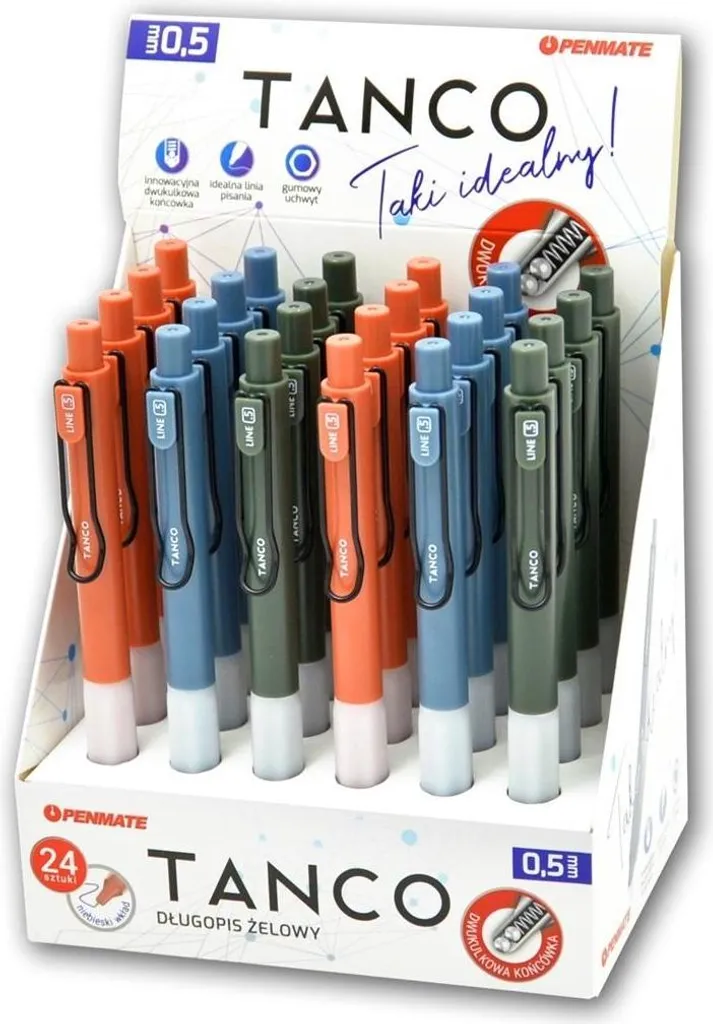Stylo gel bleu Tanco PENMATE boîte de 24 pièces pour écriture fluide