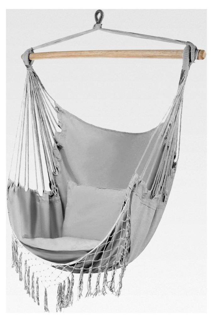 Hängesessel Outdoor 97 x 130 cm Grau bis 120 kg - Schaukelsessel für Außen und Innen - Hängeschaukel für Haus, Garten oder Balkon