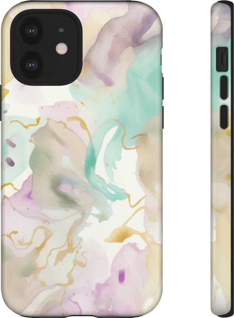 Sanftes Aquarell-Design mit fließenden Formen – Hülle Kompatibel mit iPhone 12