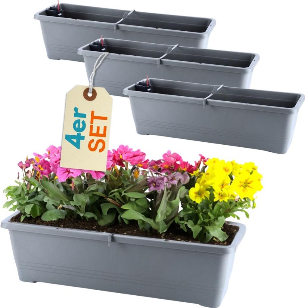 4er Set Blumenkasten mit Wasserspeicher Blumenkasten Produktbild 