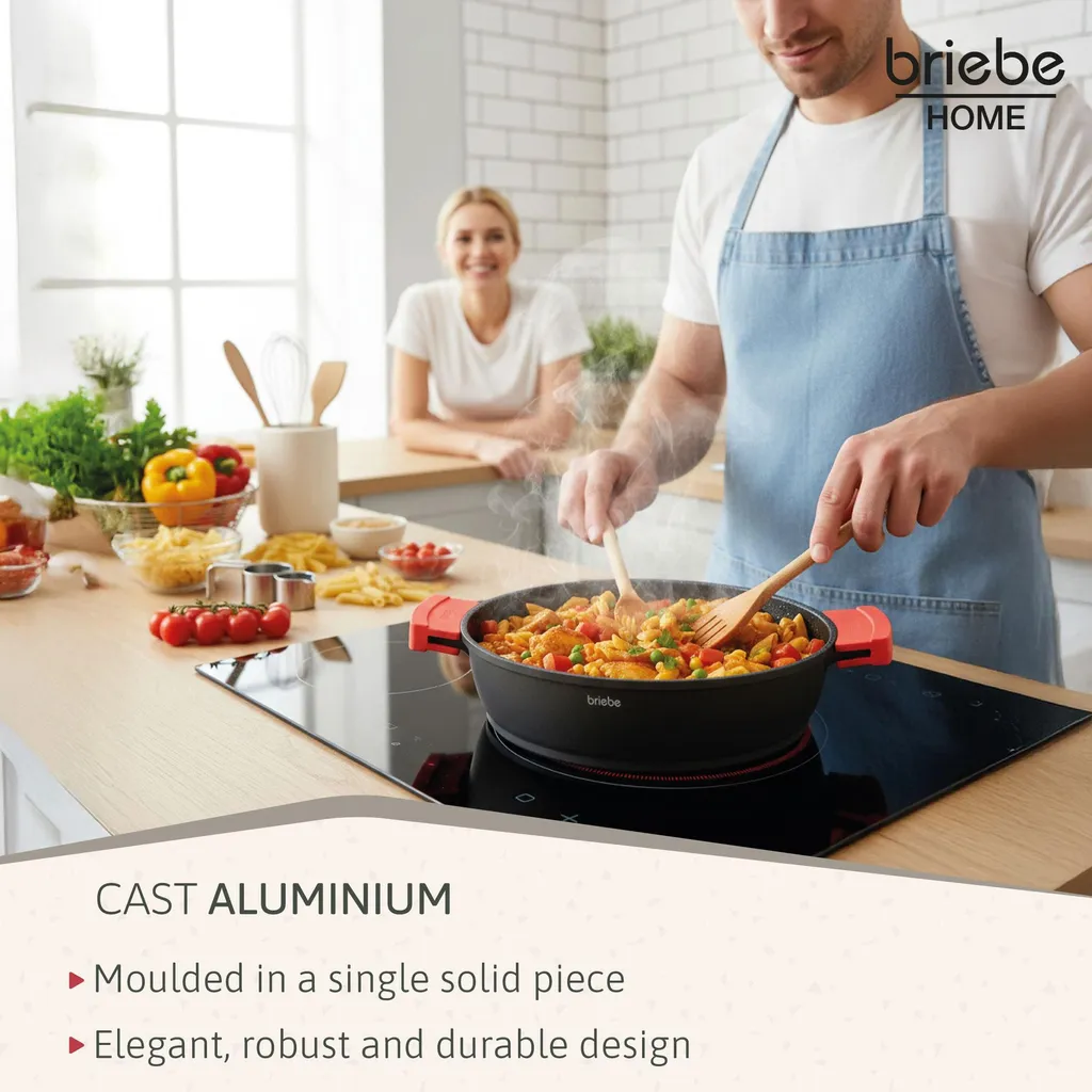 BEZIA Pentola Antiaderente 8 Litri – Rivestimento In Granito, Adatta A Induzione, Forno Fino A 232°C, Dorata - 4