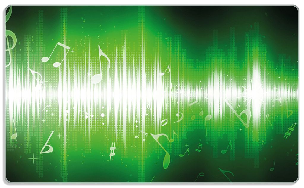 Wallario Frühstücksbrettchen aus Glas, je 14 x 23 cm, mit rutschfesten Füßen, Motiv Grüne Noten der Musik