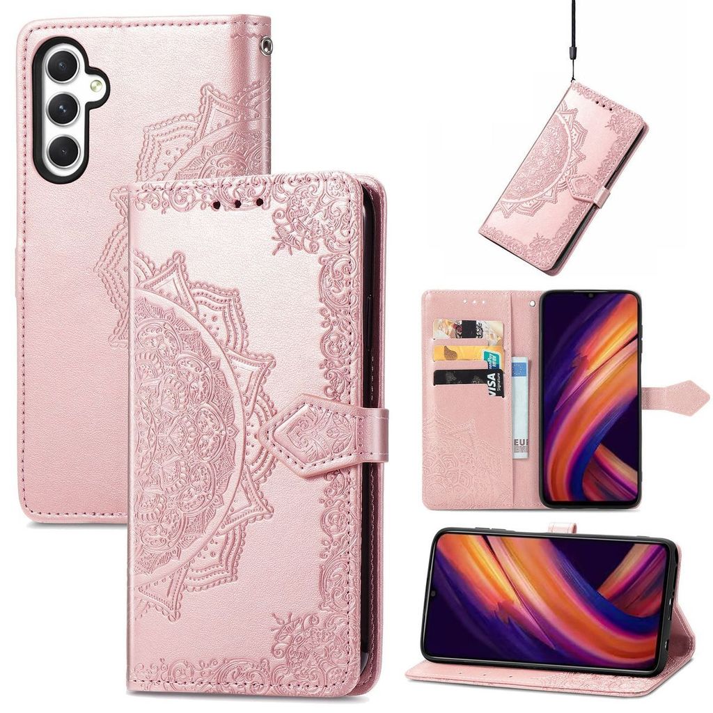 König Design Hülle kompatibel mit Samsung Galaxy A25 5G Kunstleder Handyhülle - Handy Case Roségold