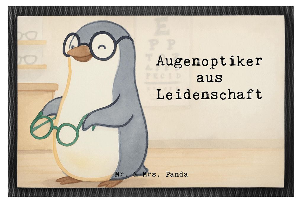Mr. & Mrs. Panda Schmutzfangmatte Augenoptiker Leidenschaft Design 50 x 75 cm - Weiß - Geschenk, Witzig, Fussmatte, Schmutzmatte, Bodenvorleger, O...