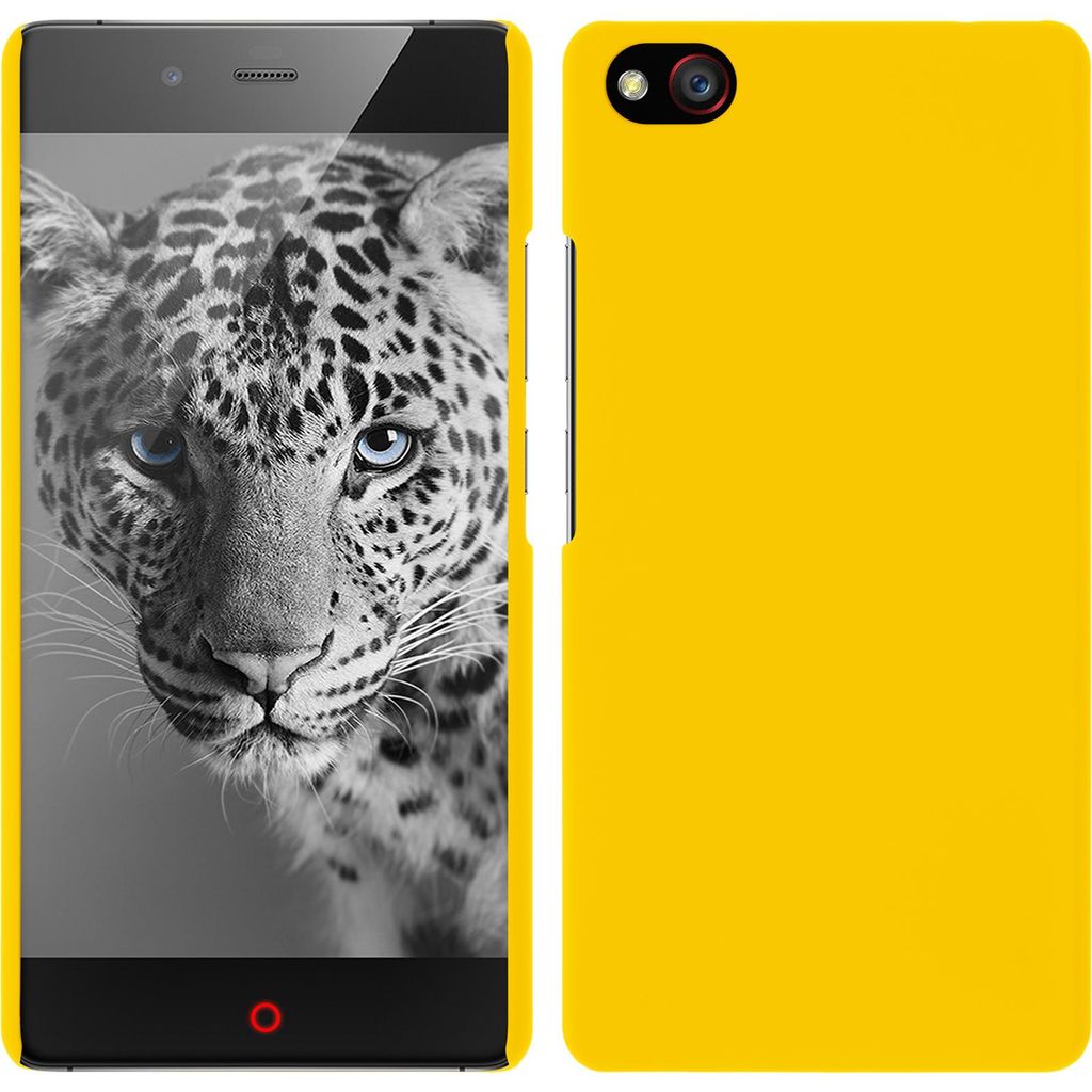 PhoneNatic Case kompatibel mit ZTE Nubia Z9 Mini - Hülle gelb gummiert Hard-case + 2 Schutzfolien
