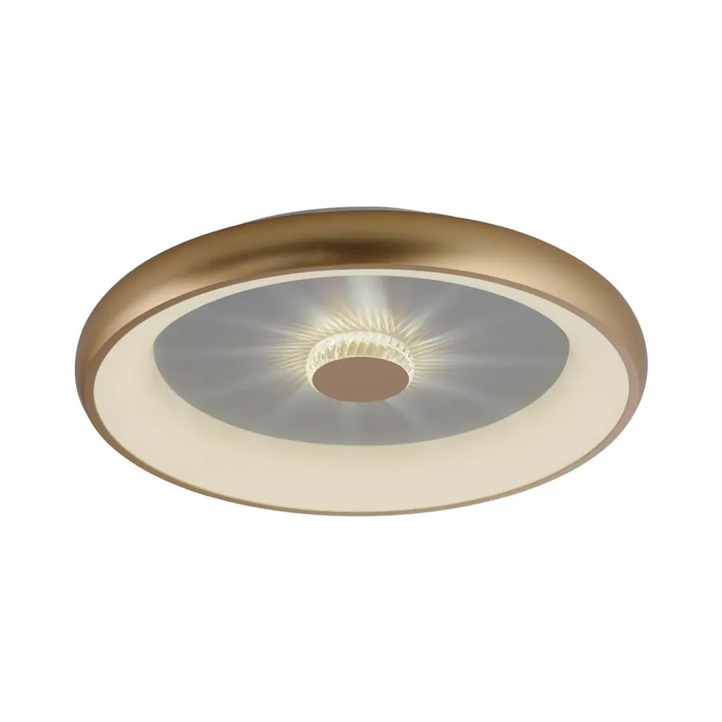 Plafonnier LED Laiton Mat Rond 61,5 cm Télécommande Variable Vertigo