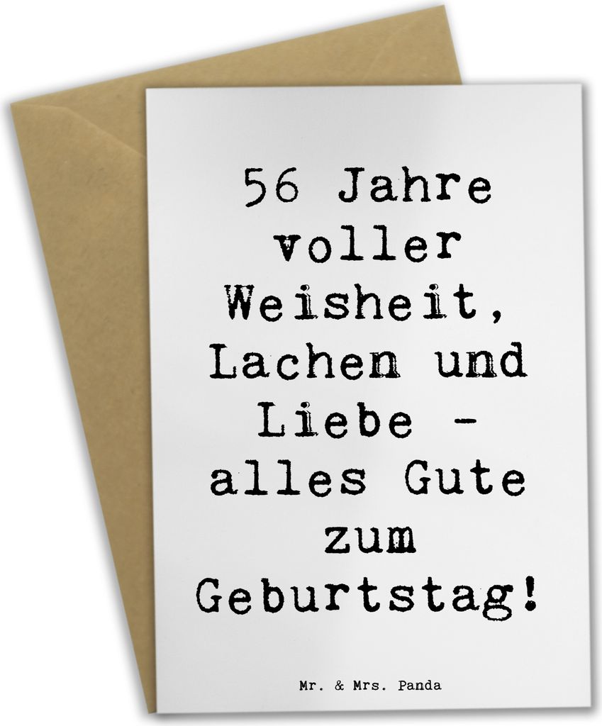 Mr. & Mrs. Panda Klappkarte Spruch 56. Geburtstag - Weiß - Geschenk, Feier, Gratulation, osterkarte, einladungskarten, Lebensweisheit, Liebe, glü...