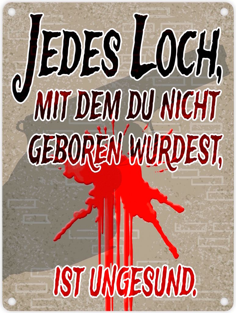 Metallschild in 15x20 cm Jedes Loch - Warnschild für Einbrecher bewaffneter