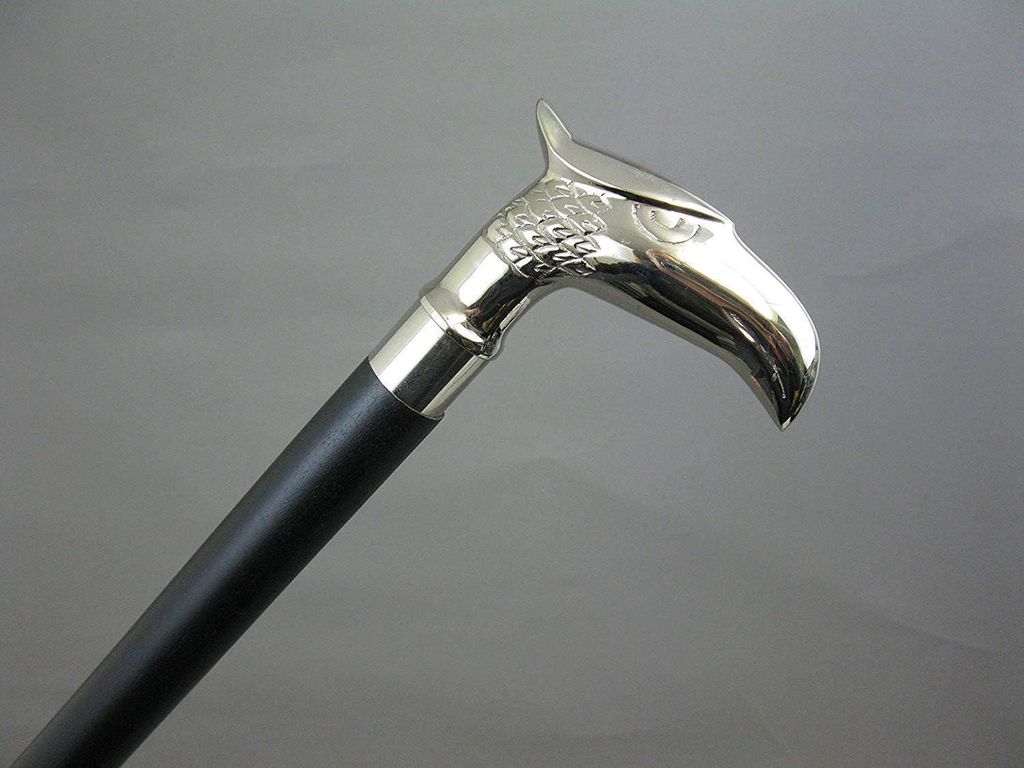 Gehstock mit silbernem Adlerknauf und schwarzem Schaft - Gehstöcke in verschiedenen Längen