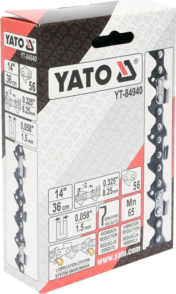 Yato YT-84940, Jede Marke, Halbmeißel, 8,25 mm, 33 cm, 1,5 mm, Alpina: A40, A40E, P400, P450, P460, P500, P510, P522, PRO540, PRO600, PROF-41, PRO...