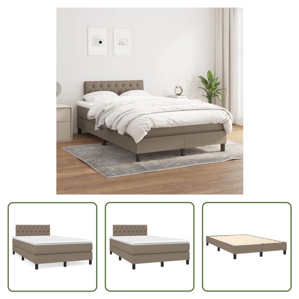The Living Store Boxspringbett mit Matratze Taupe 120x200 Produktbild 