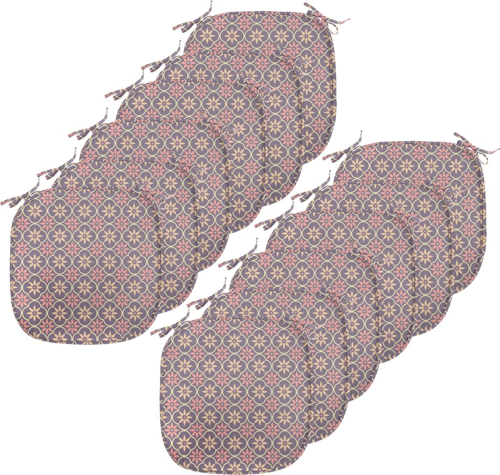 ABAKUHAUS Geometrisch Polster für Esszimmerstühle, Floral Osten Motive, Dekoratives wasserfestes Kissen mit Riemen für Küchensitze, 40 cm x 40 ...