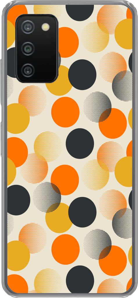 MuchoWow Handyhülle Schutzhülle Hülle für Telefoonhoesje Samsung Galaxy A03s Tupfen - Design - Retro - Orange Silikon Softcase Handy Hülle -...
