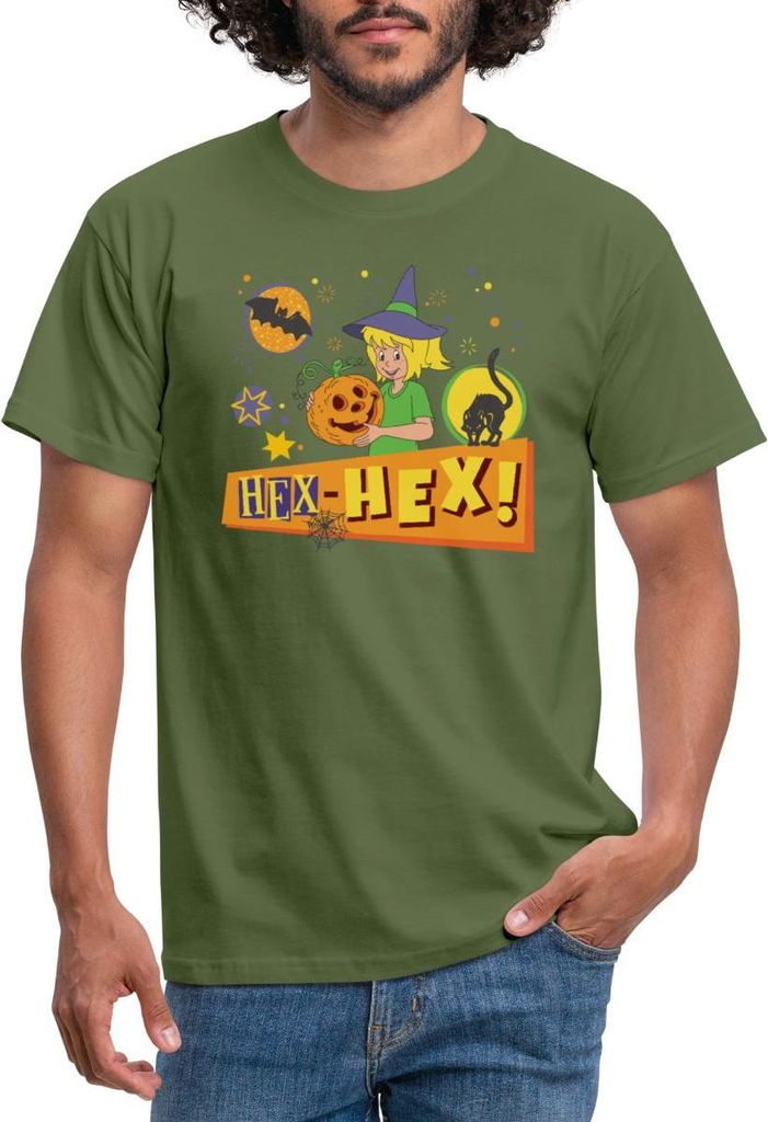 Spreadshirt Bibi Blocksberg Halloween Hex-Hex! Mit Bibi Männer T-Shirt, L, Militärgrün
