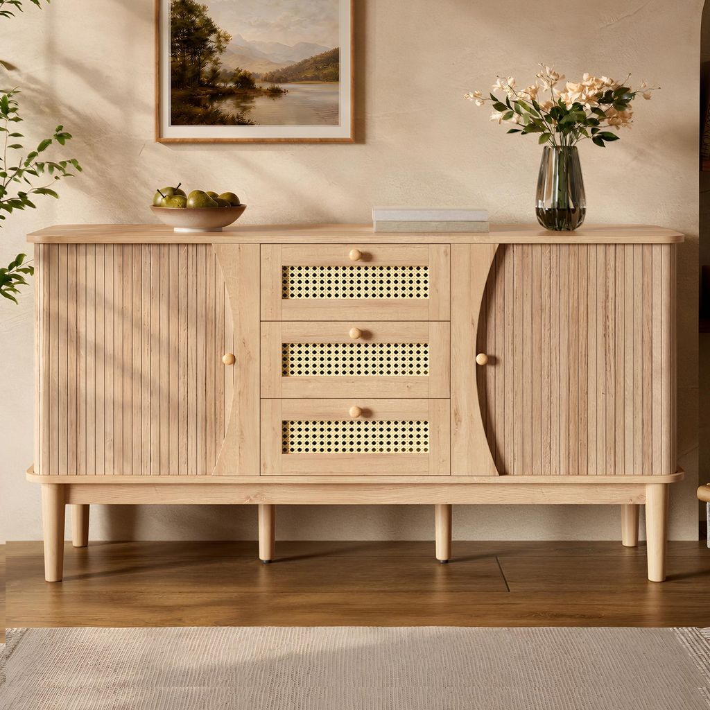 Merax Sideboard 140,5x40x76 cm in Holzoptik mit