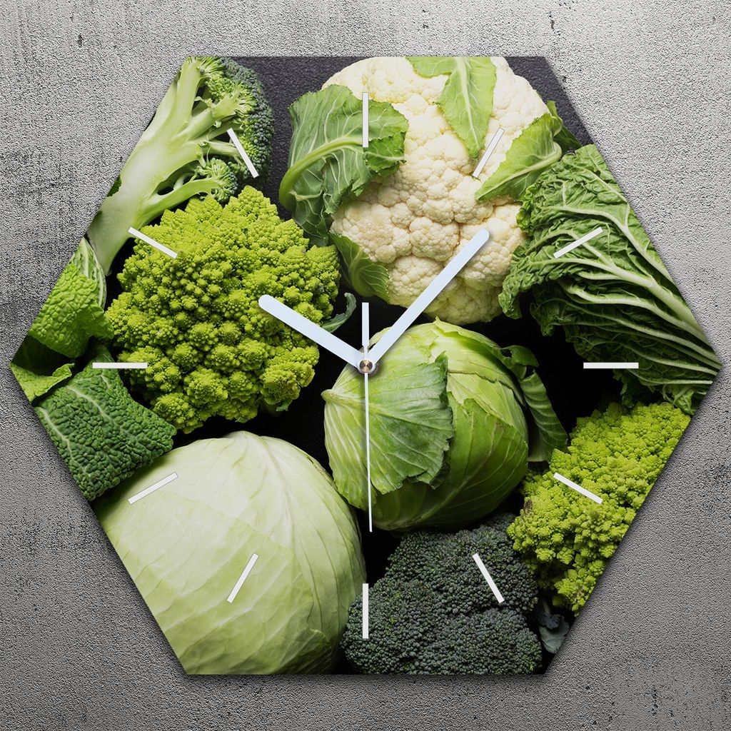 Uhr hexagonal 40 cm Glas Geräuschlos weiße Zeiger - Produktbild 