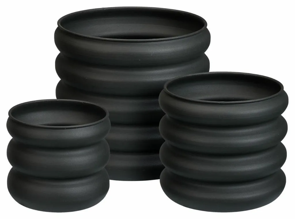 Cache-pot Salon Noir Lot de 3 pour Décorer vos Plantes d'Intérieur Chic