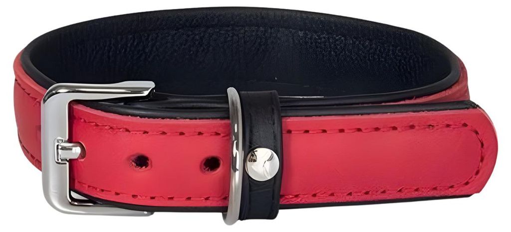 Das Lederband Hundehalsband Vancouver Red/Black, Länge: 75 cm / Breite: 40 mm