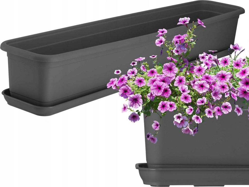 KADAX Blumenkasten mit Untersetzer "Evron", aus Kunststoff, Produktbild 