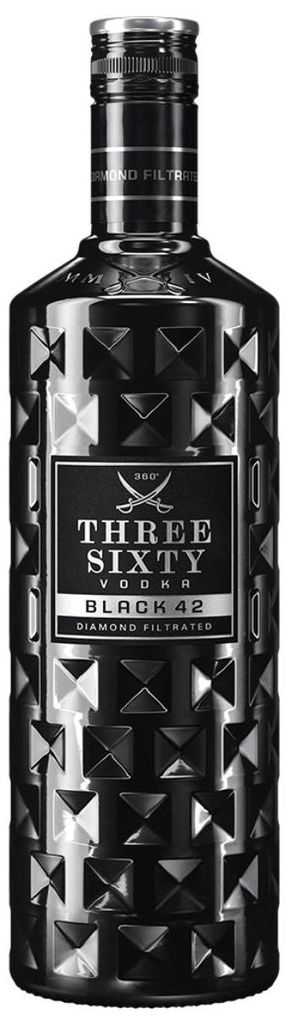 THREE Sixty Vodka Black 42 % obj. Obrázek produktu 