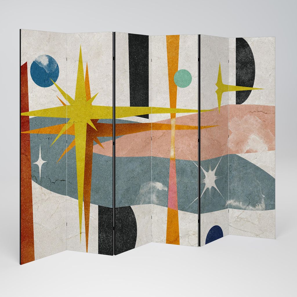 SpaceRebels Paravent Raumteiler - 6-teilig Raumtrenner, Druck 2-Seite - Raumtrenner - Trennwand Wohnung - Room Divider - Spanische Wand Deko Modern...