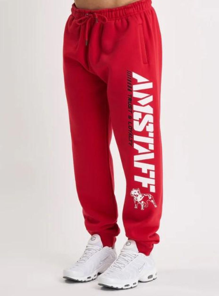 Amstaff Herren Jogginghose Logo 2.0, Farbe:rot/weiß, Größe:S