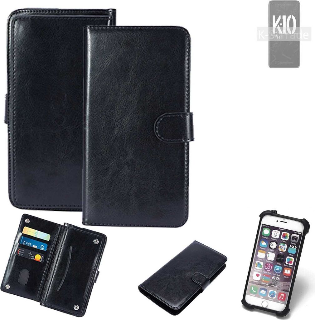 K-S-Trade 360° Hülle kompatibel mit Oppo K10 Pro schwarz Kunstleder Case BookCase WalletCase Kunstlederederhülle Handyhülle, Rundumschutz Bumper