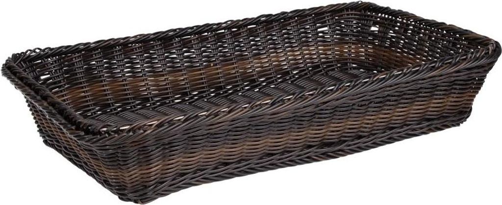 APS 40293 GN 1/1 Korb GN-LINE, Polypropylen, Edelstahldraht im Rand, 53 x 32,5 cm, Höhe 10 cm, schwarz/braun