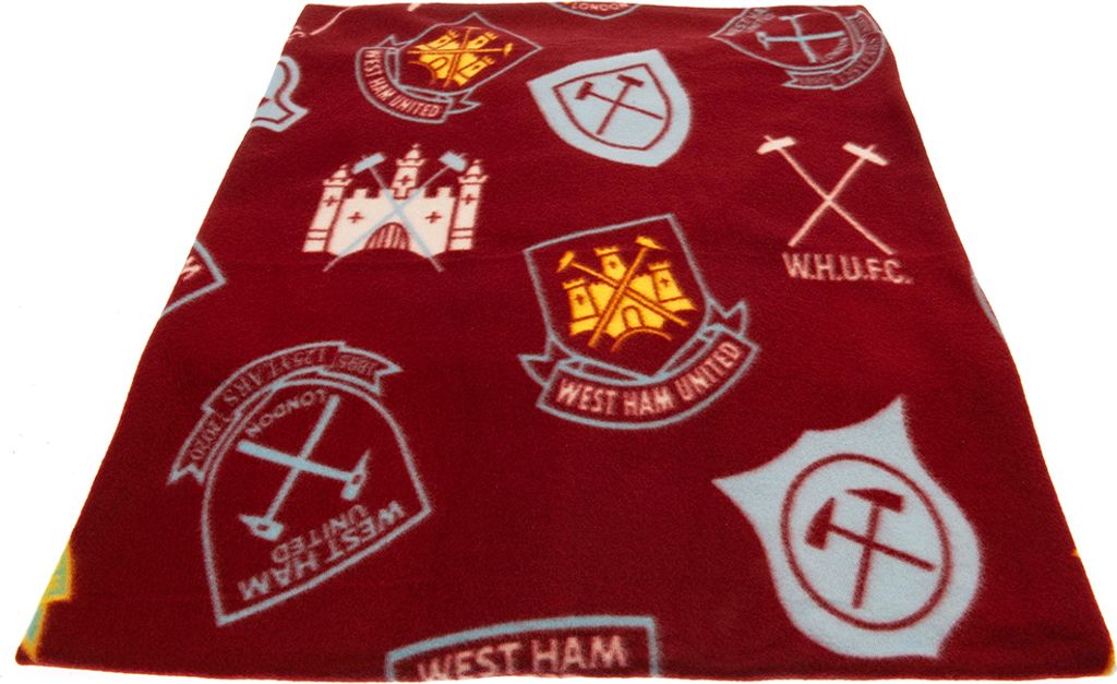 West Ham United FC - Decke, Fleece TA11146 (Einheitsgröße) (Weinrot/Blau/Gelb)