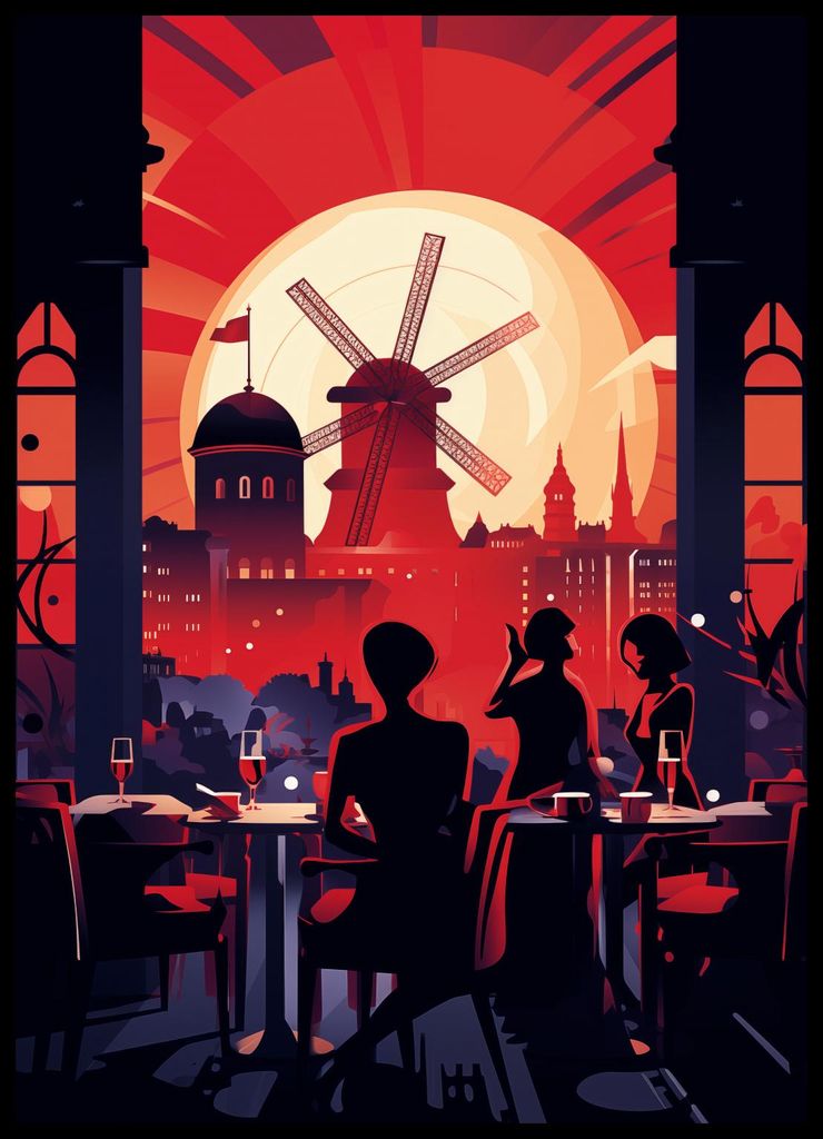 Plakat 50x70cm Abendliche Tänze am Windmühlen